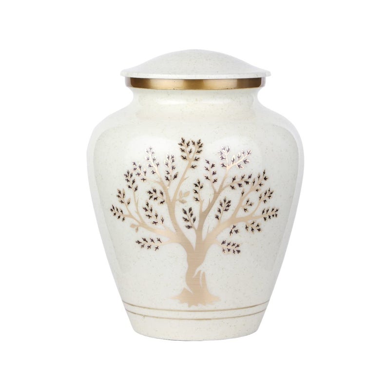 BOLD & DIVINE Tree of Life Large Cremation Urn for Human Ashes | 200 Cubic Inches | Decorative Urn for Ashes Adult Female & Male, Funeral Urns - Pearl Marble - Image 2